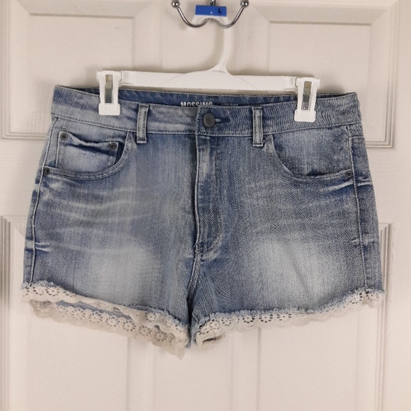 Mossimo High Rise Lace Trim Jean Shorts Daisy Duke